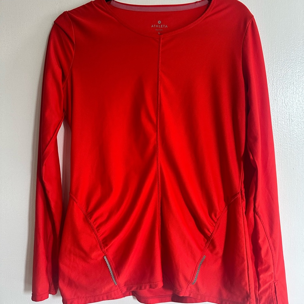 Athleta Wildy Wick It Red Athleisure, Long Sleeve Tee
